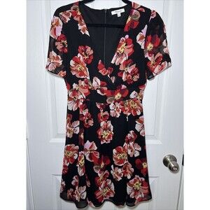 Madewell Tulip Sleeve Mini Dress Size 2 Floral French Rose Fit Flare Romantic
